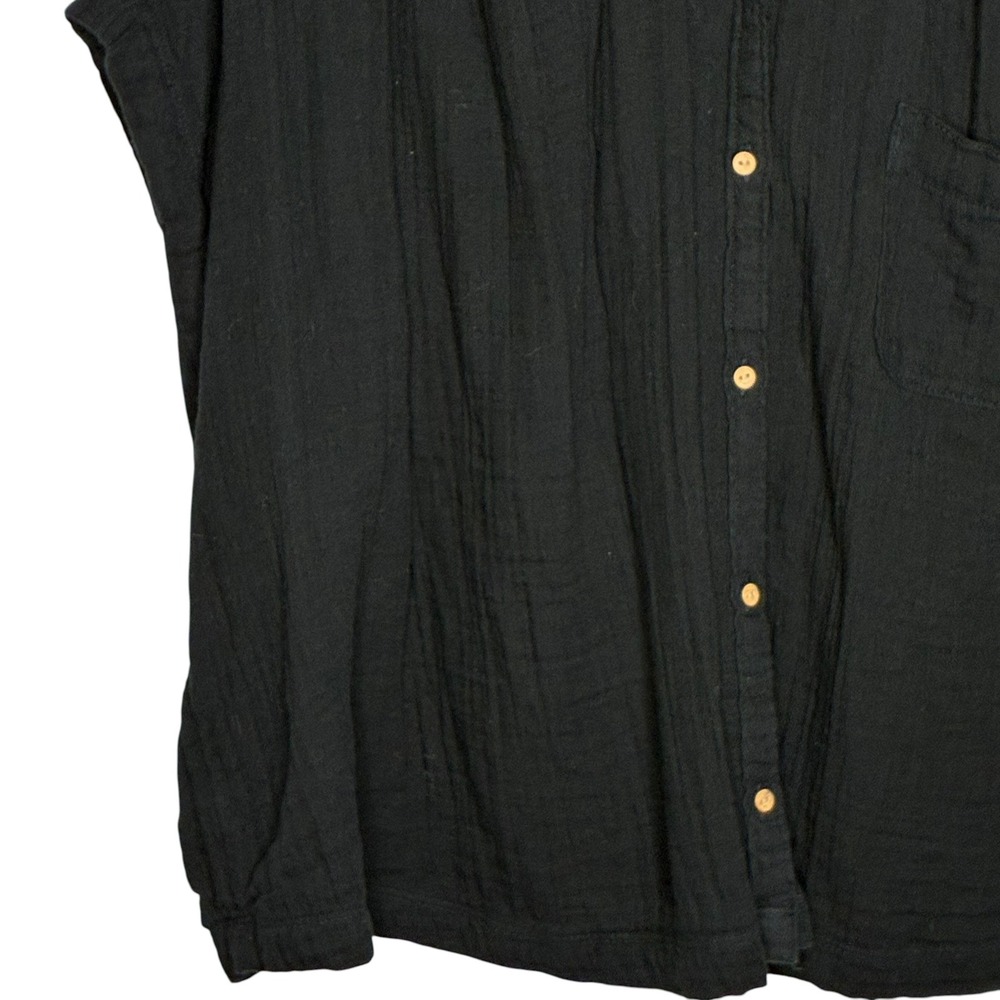 Old Navy XXL Womens Black Cotton Gauze Oversized Shirt Button Down Boxy Oversize - Picture 4 of 8